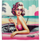 レトロサマーガール シャワーカーテン (正面)