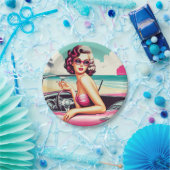 レトロサマーガール ペーパープレート (パーティー)