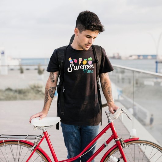 レトロサマータイムグルーヴィアイボリーティール(緑がかった色)タイポグラフィ Tシャツ