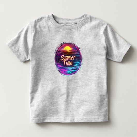 レトロサマータイムサンセットTシャツ トドラーTシャツ (正面)