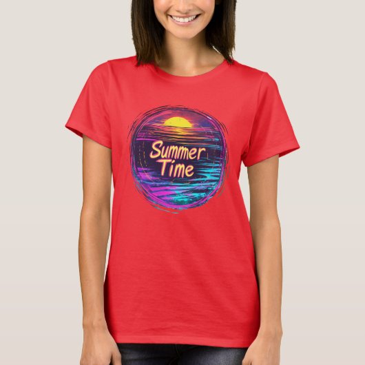 レトロサマータイムサンセットTシャツ Tシャツ (正面)