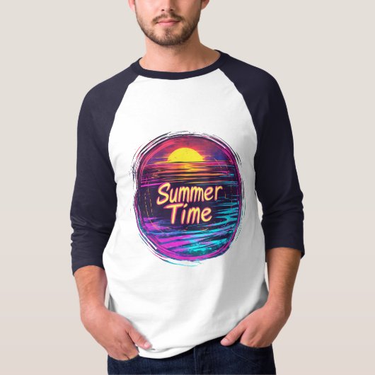 レトロサマータイムサンセットTシャツ Tシャツ (正面)