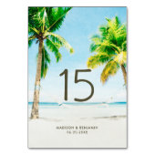 レトロサマートロピカルパームツリービーチ結婚式 テーブルナンバー (正面)