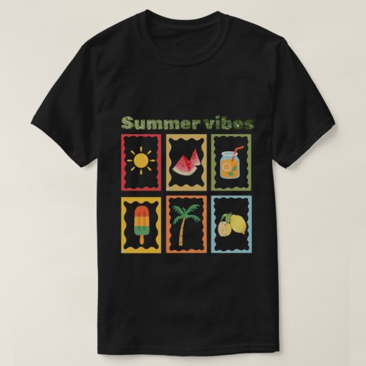 レトロサマーバイブズデザイン Tシャツ (デザイン正面)