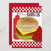 レトロサマーパーティーバーベキュー招待状BBQ 招待状 (正面/裏面)