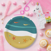 レトロサマービーチミッドセンチュリーモダン ペーパープレート (パーティー)