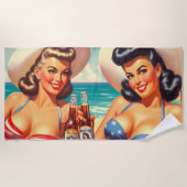 レトロサマーピンアップ ビーチタオル (正面)