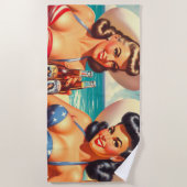 レトロサマーピンアップ ビーチタオル (正面)