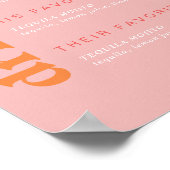 レトロサマーピンクとオレンジお気に入りの色のドリンクの看板 ポスター (角)