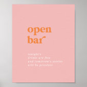 レトロサマーピンクとオレンジ結婚のオープンバー標識 ポスター (正面)