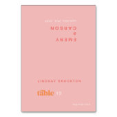 レトロサマーピンクオレンジ結婚の名前の座席表 テーブルナンバー (正面)