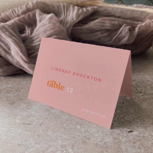 レトロサマーピンクオレンジ結婚の名前の座席表 テーブルナンバー