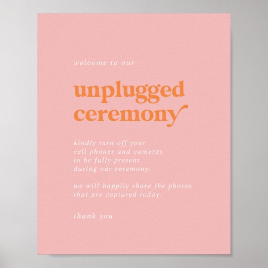 レトロサマーピンクオレンジ非詰め式のサイン ポスター (正面)