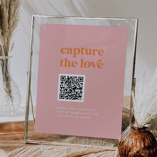 レトロサマーピンクオレンジDIYラブサインをキャプチャ ポスター