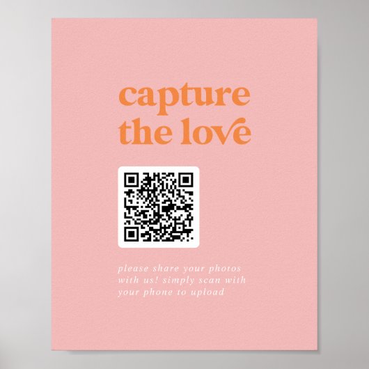 レトロサマーピンクオレンジDIYラブサインをキャプチャ ポスター (正面)