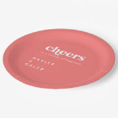 レトロサマーホットピンク応援結婚ズ ペーパープレート (アングル)