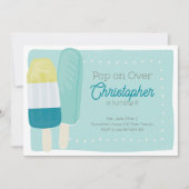 レトロサマーポップシクルボーイズ誕生日 招待状 (正面)