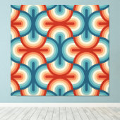 レトロサマーレインボーストライプズ模様 キャンバスプリント (インサイチュ (ウッドフロア))