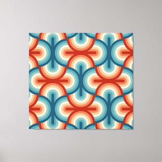 レトロサマーレインボーストライプズ模様 キャンバスプリント (正面)