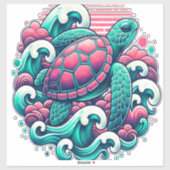 レトロサマー海ウェーブカメ シール (シート)