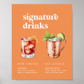 レトロサマー結婚オレンジの特徴的なドリンクの看板 ポスター (正面)