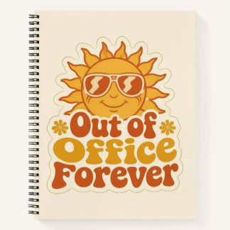 レトロサマー"Out of Office"スマイリングサン スティッカー ノートブック