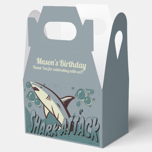 レトロサメをテーマにした誕生日パーティー フェイバーボックス (オープン)