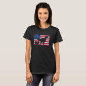 レトロサモエド犬パパ7月の米国国旗4日 Tシャツ (正面フル)