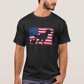 レトロサモエド犬パパ7月の米国国旗4日 Tシャツ