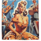 レトロサルサピンアップ シャワーカーテン (正面)