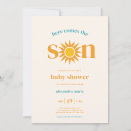 レトロサンこ来この息子の赤ちゃんシャワー 招待状