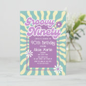 レトロサンウェーブデイジーグルーヴィー990誕生日 招待状 (スタンド正面)