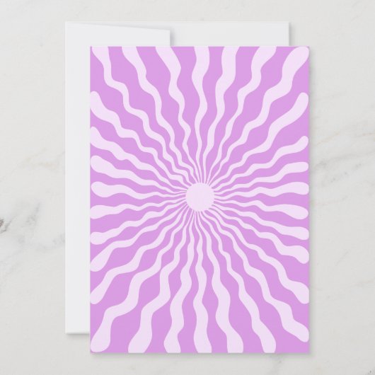 レトロサンウェーブデイジーパープル50誕生日 招待状 (裏面)