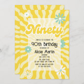 レトロサンウェーブデイジー990誕生日 招待状 (正面/裏面)