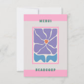 レトロサンキューカードブルーフラワーサンキューカード サンキューカード (正面)