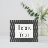 レトロサンキューブラックとホワイトハートグリーティング ポストカード (スタンド正面)