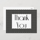 レトロサンキューブラックとホワイトハートグリーティング ポストカード (正面/裏面)