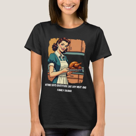 レトロサンクスギビング皮肉サッティー Tシャツ (正面)