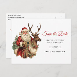 レトロサンクラシックタのクリスマス保存日付 インビテーションポストカード