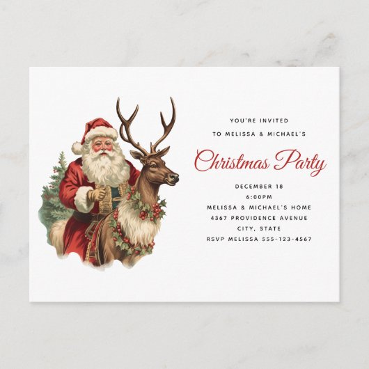 レトロサンクラシックタ伝統的クリスマスパーティー ポストカード (正面)