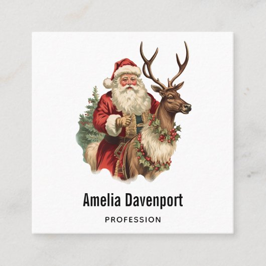 レトロサンクラシックタ伝統的クリスマス スクエア名刺 (正面)