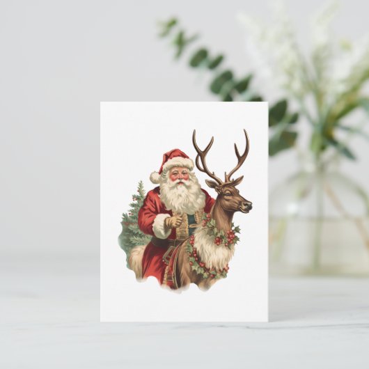 レトロサンクラシックタ伝統的クリスマス ポストカード (スタンド正面)
