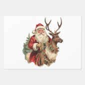 レトロサンクラシックタ伝統的クリスマス ラッピングペーパーシート (正面)