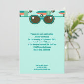 レトロサングラスとサーフボードパーティー 招待状 (スタンド正面)