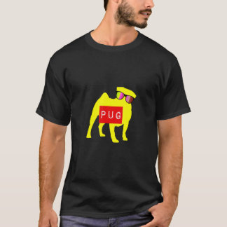 レトロサングラスのパグ Tシャツ