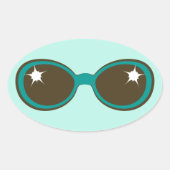 レトロサングラスティール(緑がかった色) 楕円形シール (正面)