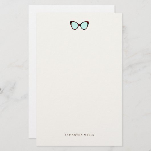 レトロサングラスパーソナライズされた文房具 便箋 (正面/裏面)