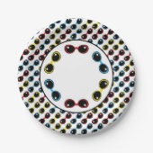 レトロサングラスプライマリーハーズ赤イエローブルー ペーパープレート (正面)