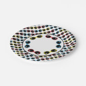 レトロサングラスプライマリーハーズ赤イエローブルー ペーパープレート (アングル)