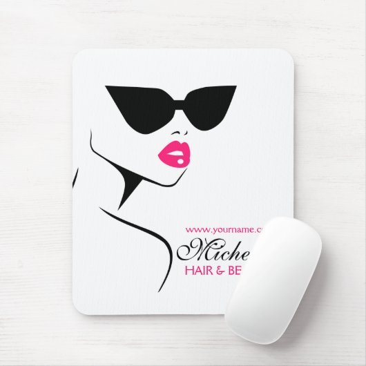 レトロサングラスヘア及び美しいメイクアップブランディング マウスパッド (マウス)